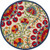 5' Navy Blue Beige Green Blue And Red Round Floral Indoor Outdoor Area Rug - Navy Blue, Beige, Green, Blue, Red