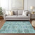 5' X 8' Teal Blue And Aqua Trellis Washable Indoor Outdoor Area Rug