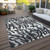 3' X 5' Black Gray And Ivory Animal Print Washable Indoor Outdoor Area Rug