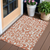 3' X 5' Salmon And Ivory Floral Washable Indoor Outdoor Area Rug