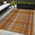 5' X 8' Terra Cotta Plaid Washable Non Skid Indoor Outdoor Area Rug