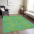 5' X 8' Green And Aqua Geometric Washable Indoor Outdoor Area Rug