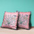 16" x 16" Pink Peacock Blown Seam Floral Indoor Outdoor Throw Pillow Home Accent