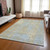 3' X 5' Beige And Blue Abstract Washable Indoor Outdoor Area Rug - 880016469905