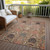 5' X 8' Khaki Terra Cotta And Black Damask Washable Indoor Outdoor Area Rug