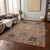 5' X 8' Khaki Terra Cotta And Black Damask Washable Indoor Outdoor Area Rug