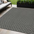 5' X 8' Black And Gray Floral Washable Indoor Outdoor Area Rug