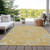 5' X 8' Gold Beige And Fern Green Floral Washable Indoor Outdoor Area Rug
