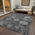 3' X 5' Gray And Ash Gray Damask Washable Indoor Outdoor Area Rug