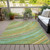 5' X 8' Green Peach And Gold Abstract Washable Indoor Outdoor Area Rug