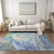 3' X 5' Blue Abstract Washable Non Skid Indoor Outdoor Area Rug - 608219314392