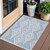 3' X 5' Denim Blue And Ivory Geometric Washable Indoor Outdoor Area Rug