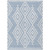 3' X 5' Denim Blue And Ivory Geometric Washable Indoor Outdoor Area Rug