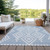 3' X 5' Denim Blue And Ivory Geometric Washable Indoor Outdoor Area Rug