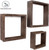 Set of Three Espresso Wood Square Hanging Dimensional Sculpture