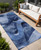 2' X 8' Navy Blue Abstract Washable Non Skid Indoor Outdoor Runner Rug