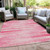 5' X 8' Pink And Ivory Striped Washable Indoor Outdoor Area Rug Transitional Style - Pink, Ivory Color