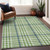 3' X 5' Green And Ivory Plaid Washable Indoor Outdoor Area Rug