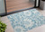 2' X 3' Denim and Ivory Floral Washable Non Skid Indoor Outdoor Area Rug