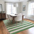 3' X 5' Green and White Striped Washable Indoor Outdoor Area Rug
