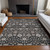 5' X 8' Black Brown And Beige Floral Washable Indoor Outdoor Area Rug