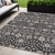 5' X 8' Black Brown And Beige Floral Washable Indoor Outdoor Area Rug