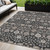 5' X 8' Black Brown And Beige Floral Washable Indoor Outdoor Area Rug