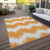 3' X 5' Orange And Ivory Chevron Washable Indoor Outdoor Area Rug