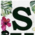 36" Green Pink And White Solid Wood Tropical Floral Summer Porch Sign