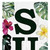 36" Green Pink And White Solid Wood Tropical Floral Summer Porch Sign