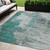 5' X 8' Dark Green Aqua And Gray Abstract Washable Indoor Outdoor Area Rug