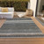 5' X 8' Taupe Beige And Pewter Striped Washable Indoor Outdoor Area Rug