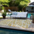 5' X 8' Gold and White Abstract Washable Non Skid Indoor Outdoor Area Rug
