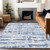 3' X 5' Blue Ivory And Sky Blue Striped Washable Indoor Outdoor Area Rug