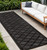 12' Charcoal And Black Trellis Indoor Outdoor Runner Rug
