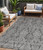 5' X 8' Gray And Pewter Damask Washable Indoor Outdoor Area Rug