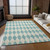 3' X 5' Teal Blue And Ivory Geometric Washable Indoor Outdoor Area Rug