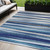5' X 8' Navy Blue Ivory And Gray Striped Washable Indoor Outdoor Area Rug