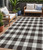5' X 8' Black And Gray Plaid Washable Indoor Outdoor Area Rug