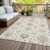 3' X 5' Ivory Brown And Gray Damask Washable Indoor Outdoor Area Rug