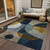 3' X 5' Blue Gold And Gray Abstract Washable Indoor Outdoor Area Rug