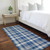 8' Runner Navy and Ivory Plaid Washable Non Skid Indoor Outdoor Runner Rug