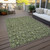 3' X 5' Olive Green Artichoke Green And Ivory Floral Washable Indoor Outdoor Area Rug