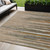 5' X 8' Taupe Copper And Green Striped Washable Indoor Outdoor Area Rug