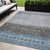 5' X 8' Blue Gray And Charcoal Southwestern Washable Indoor Outdoor Area Rug