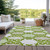 5' X 8' Lime Green And Ivory Trellis Washable Indoor Outdoor Area Rug
