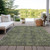 5' X 8' Moss Green and Gray Oriental Washable Non Skid Indoor Outdoor Area Rug