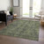 5' X 8' Moss Green and Gray Oriental Washable Non Skid Indoor Outdoor Area Rug