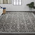 10' X 14' Blue Gray And Charcoal Wool Floral Hand Tufted Area Rug