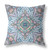 16" Pale Blue Pink Floral Medallion Suede Throw Pillow